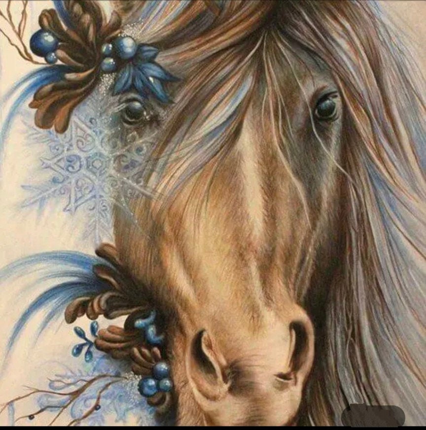 Diamond Painting Horse in Winter, Full Image - Painting