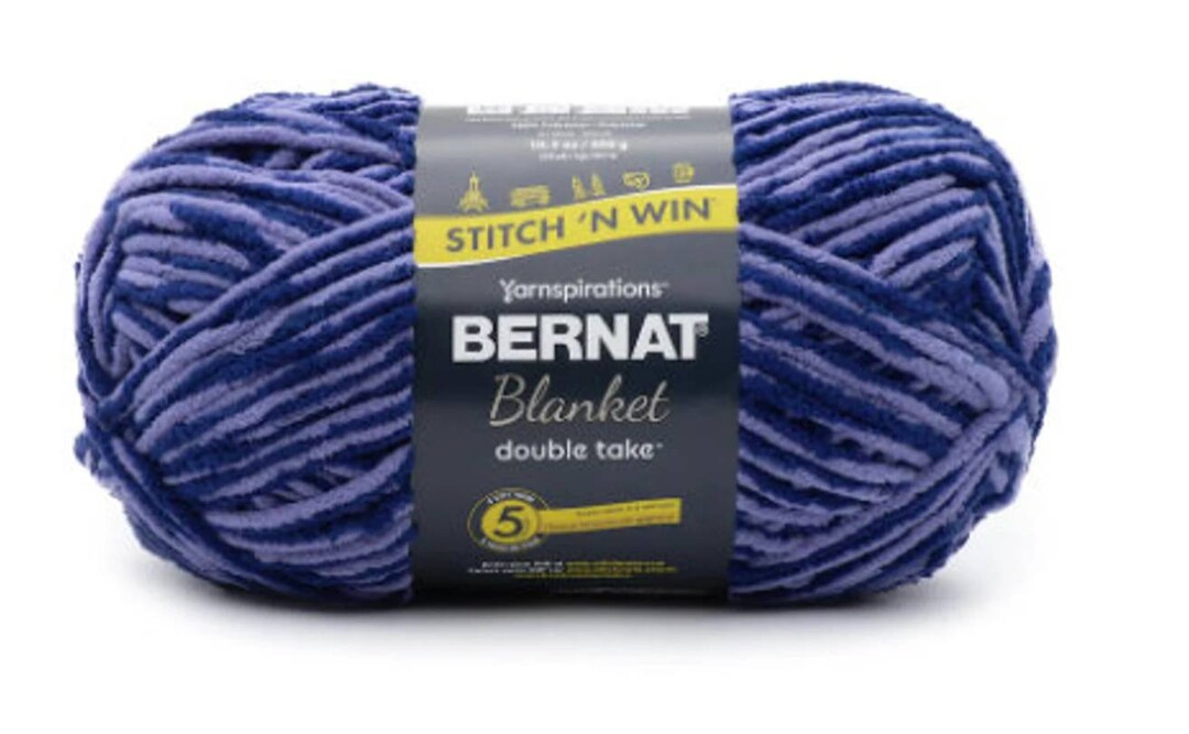Bernat Blanket Double Take Yarn, Color Acai Berry, 220 Yards, Stitch N