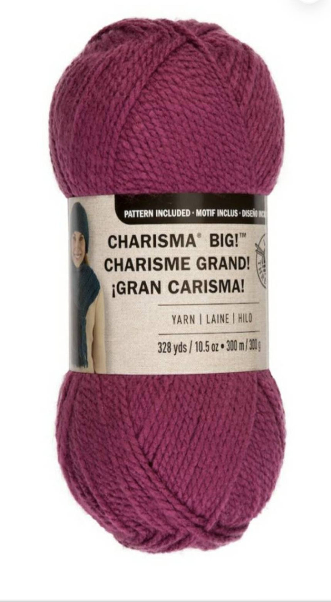 Charisma Big Yarn, Color Berry, 328 Yards, Loops and Threads Yarn