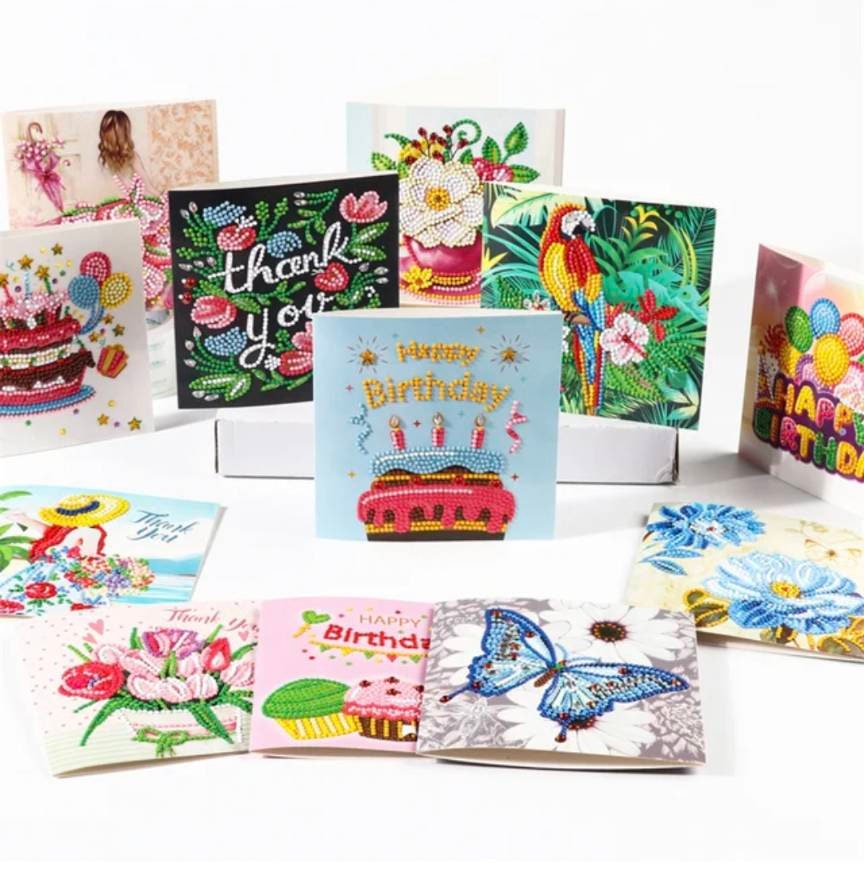 12 Pack of Mixed Occasion Greetings Cards Diamond Painting 