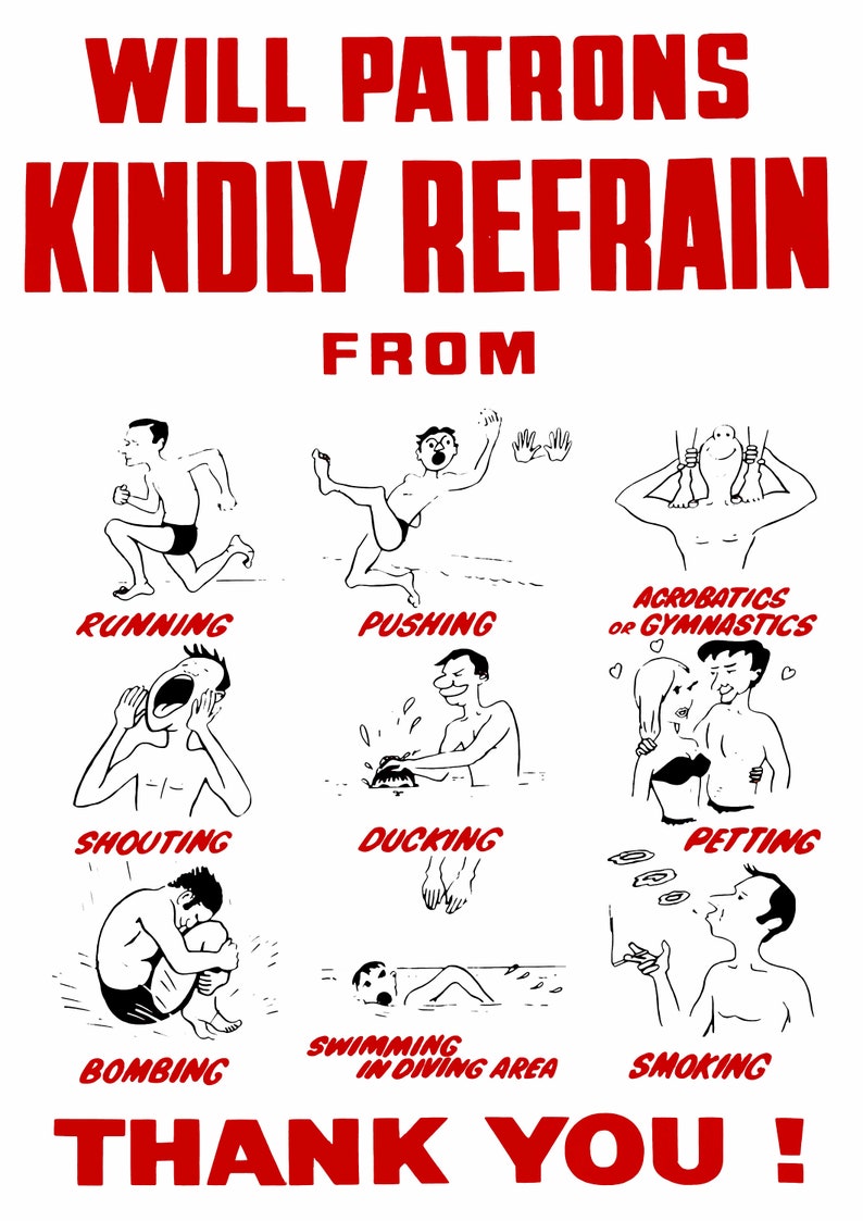 Swimming Pool Etiquette 30cm X 25cm Etsy UK