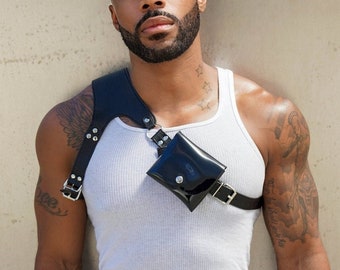Quad Vest - Black Vegan Leather Pouch