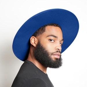 Royal Blue Fedora Hat, Wide brim hat, fedora hat, flat brim, stiff brim, fedora for men, fedora for women, trendy fedora