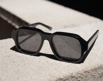 Black Oversized Square Lens Retro Sunglasses