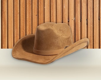 Unisex Western Faux Suede Classic Brown Cowboy Hat with Belt Band