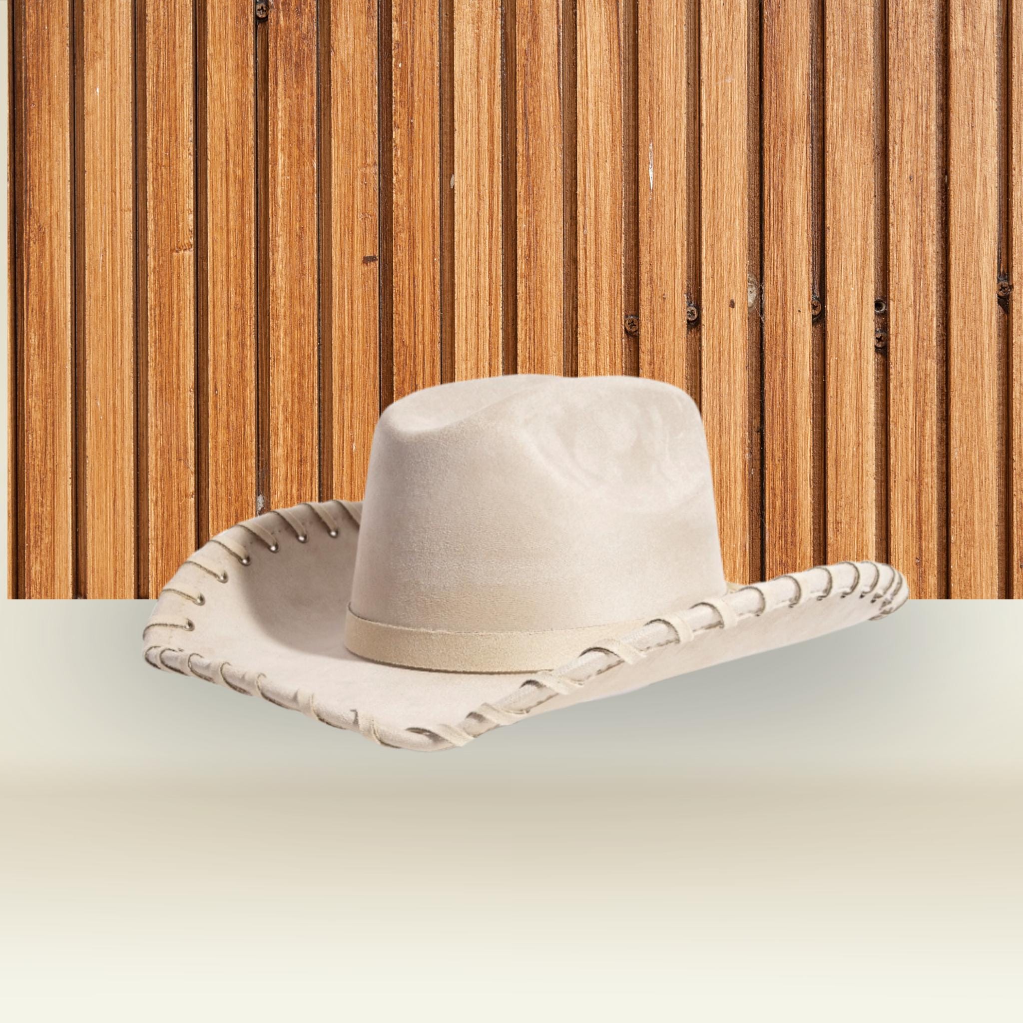 Beige Western Suede Cowboy Hat with Embroidered Accent Embroidered Belted Rancher Cowboy Hat – Stylish Western  main image 2