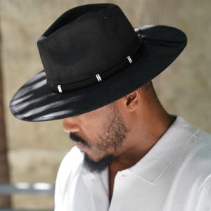 Black Luxury Western Wide Brim Fedora Hat