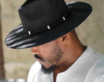 Black Luxury Western Wide Brim Fedora Hat