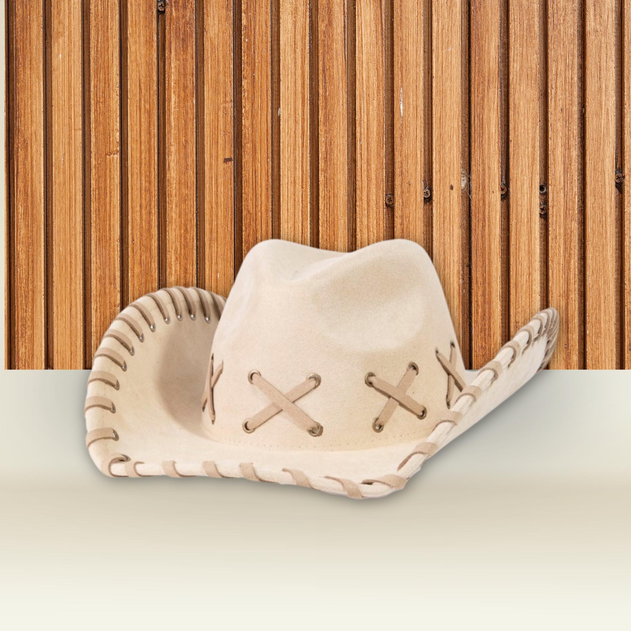 Western Chic Unisex Beige Faux Suede Cowboy Hat With 