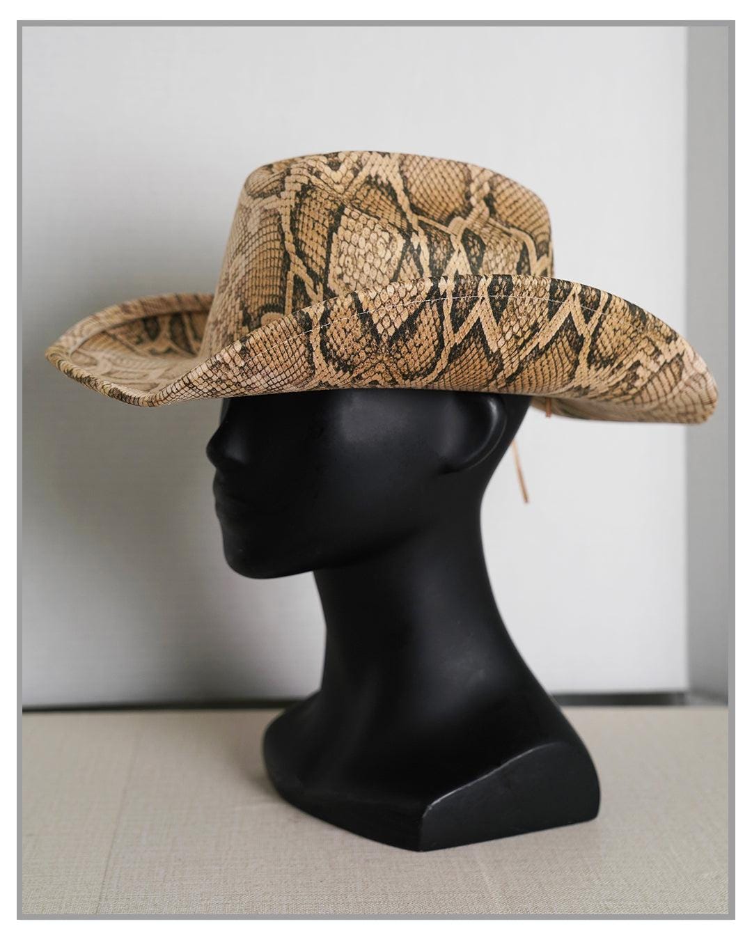 Python Snake Print Fedora Hat, Wide Brim Hat, Fedora Hat  display picture 2