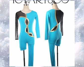 Schaatskostuum/ Unitard/ Turnpakje/ Body/ Catsuit/ Blauw/ Aangepast kostuum