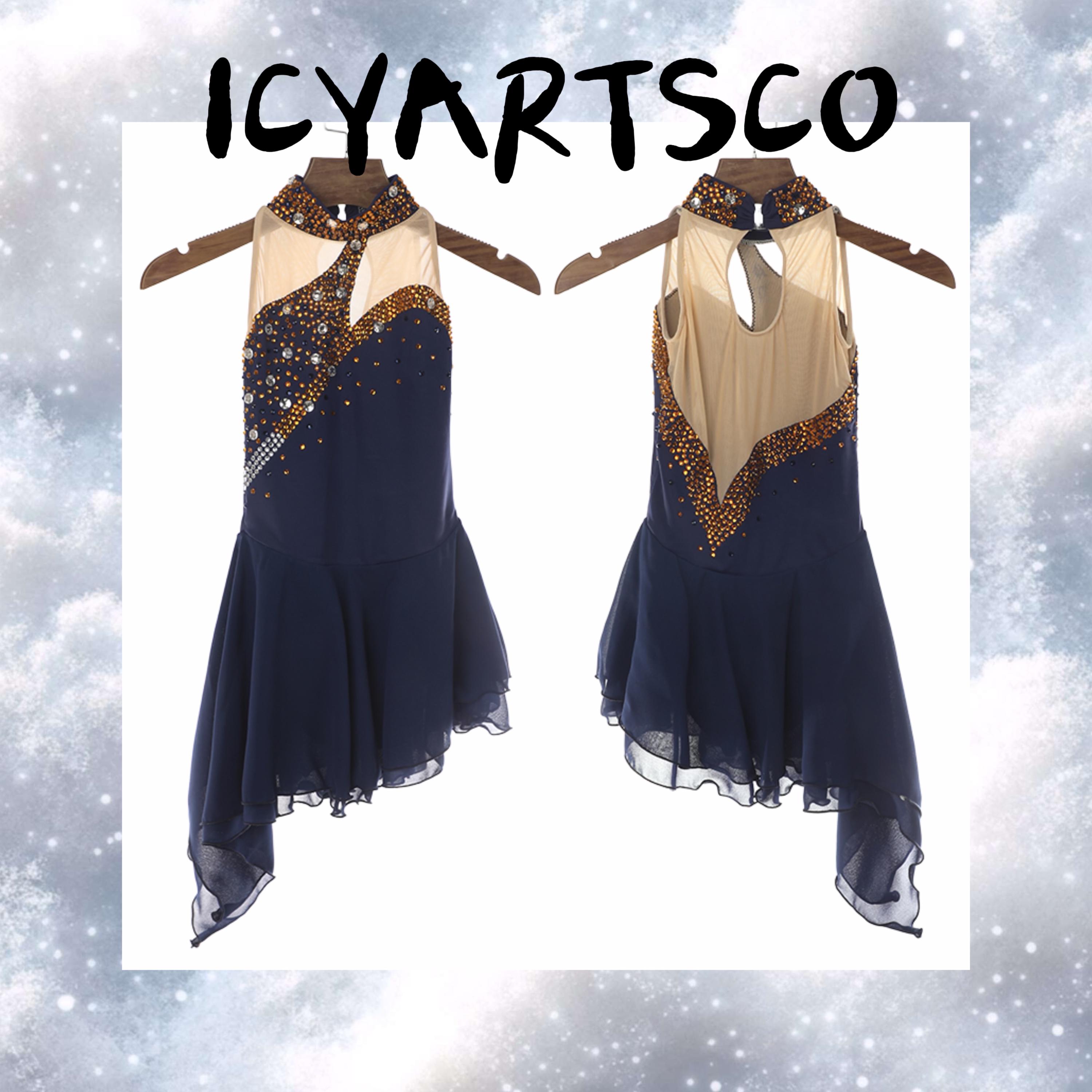 Ice Skating Dress “Navy and Gold “
