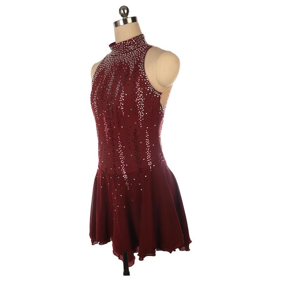 burgundy skating dress Art Deco Figure Skating Dress  Red Burgundy Beaded Ice Skating Costume