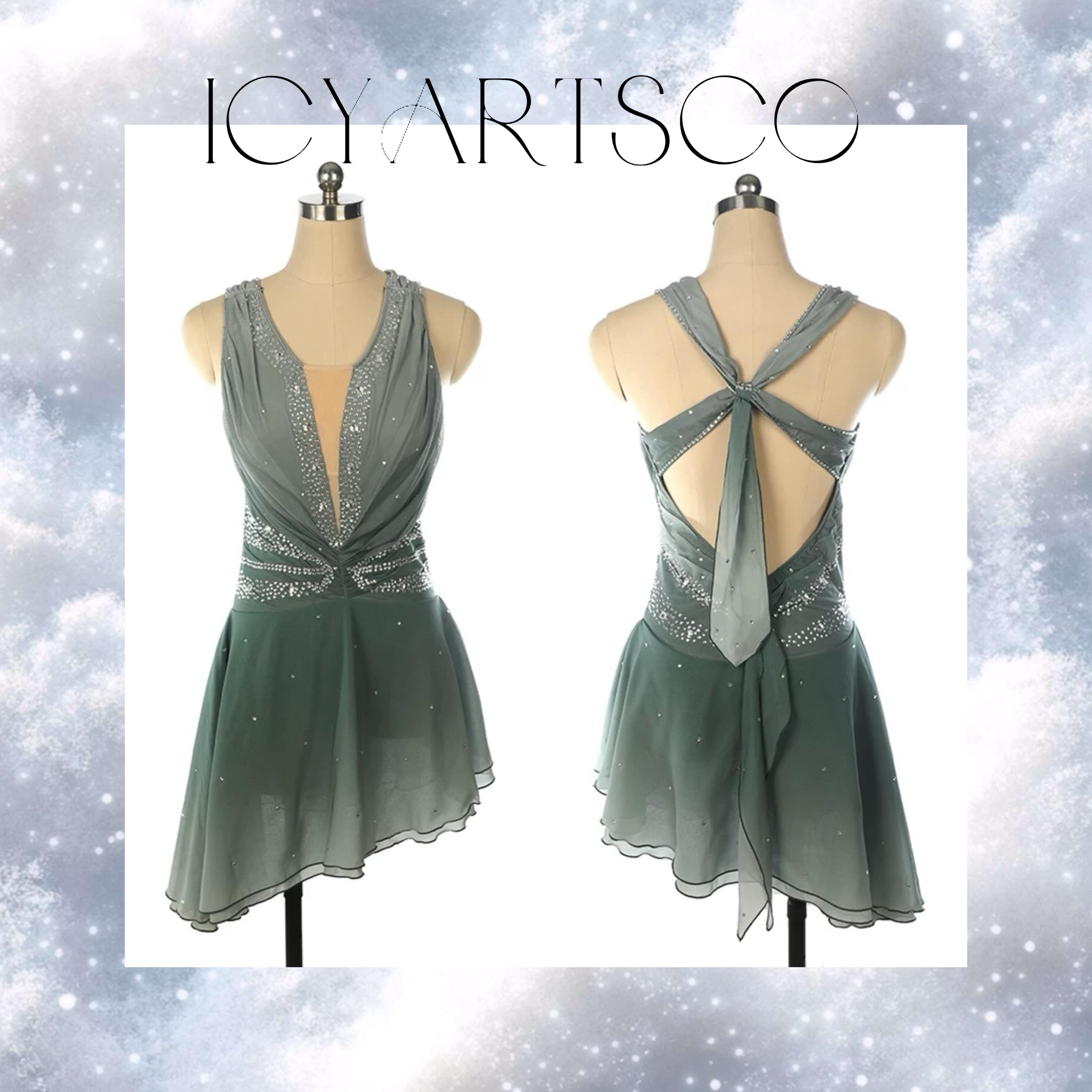 green emerald velvet dress Highneck Skate Dress - JRF22009-HG