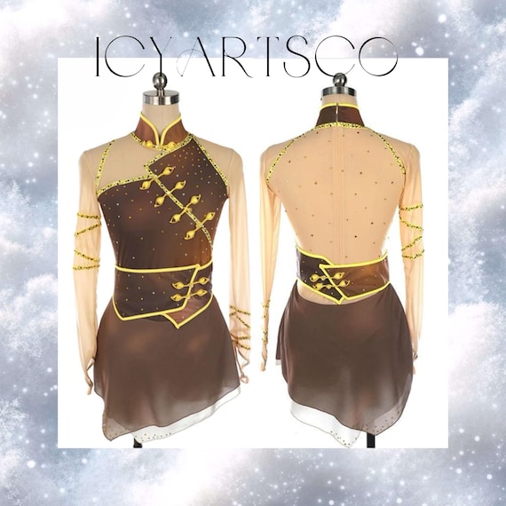 brown figure skating dress Ice Skating Adult Figure skating Dress Gymnastics Costume brown dyeing