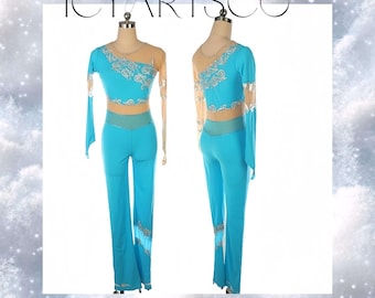 Schaatskostuum/ Unitard/ Turnpakje/ Body/ Catsuit/ Blauw/ Aangepast kostuum