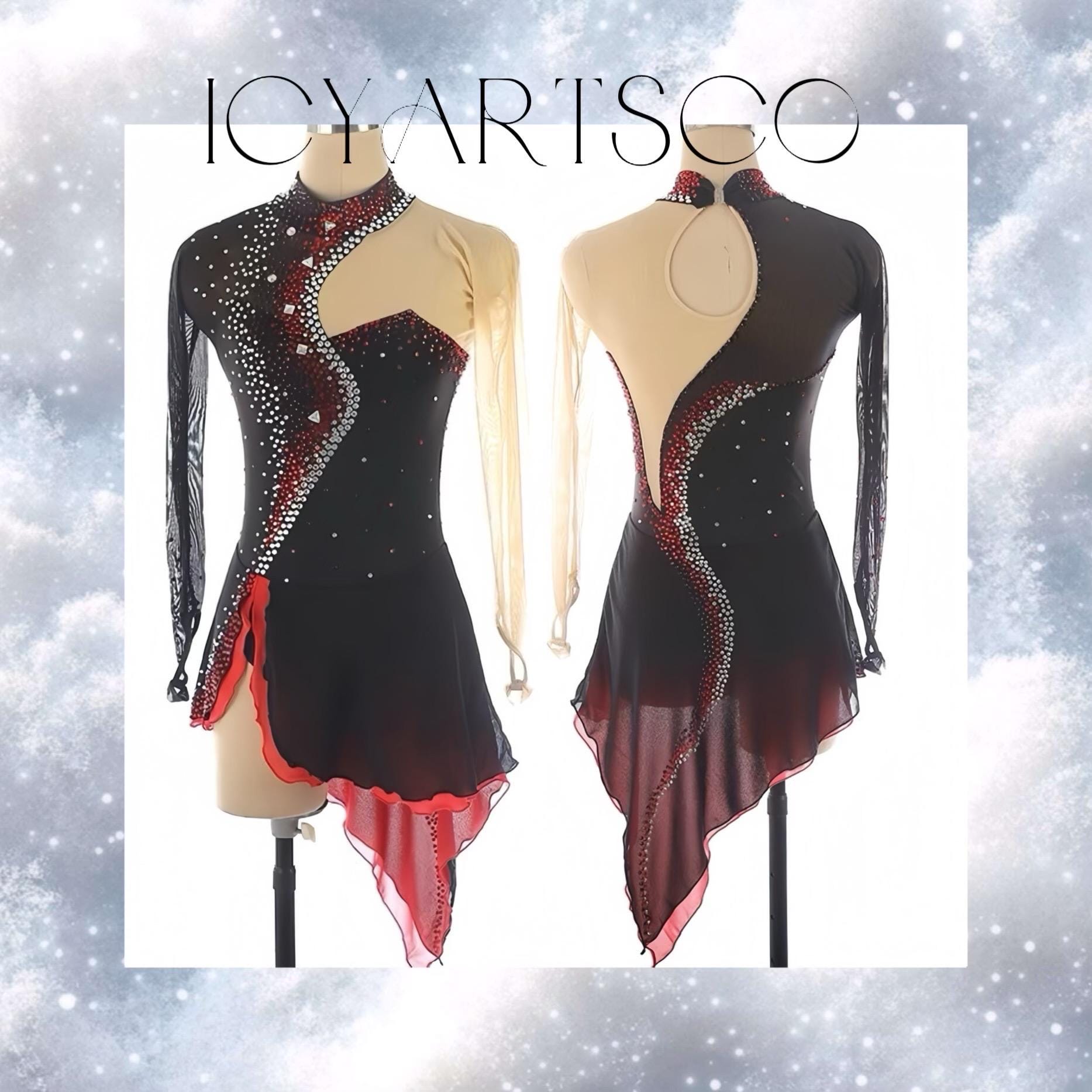 Red and Black Figure Skating Dress - Etsy