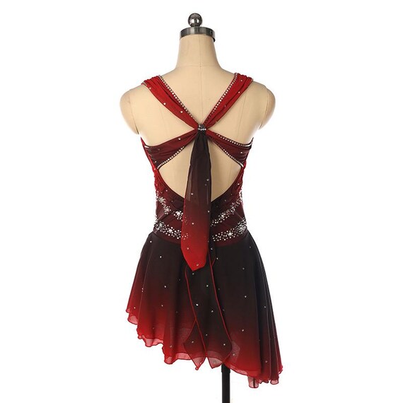 dark red figure skating dress Red Ombre Figure Skating Dress, Rhinestone Ice Dance Costume