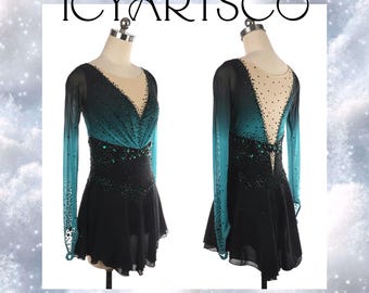 Ice Skating Dress “Teal Noir”