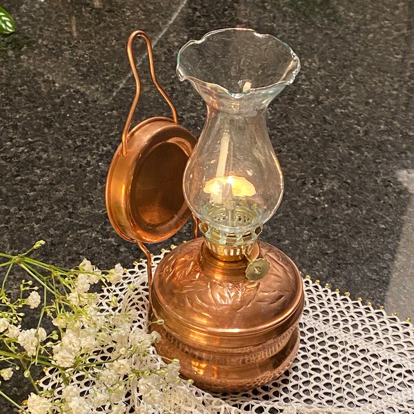 Lampe à huile en cuivre, lampe à huile vintage, lampe à huile décorative en cuivre, lampe à huile en cuivre faite à la main, lampe à kérosène, lampe à huile antique, bougie en cuivre