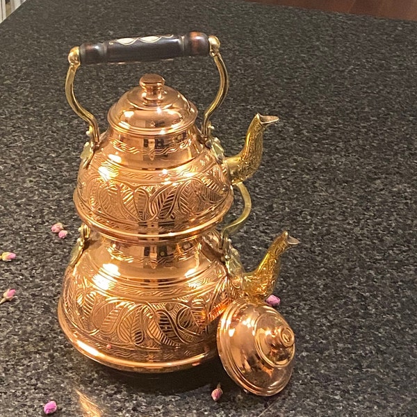 Handmade Copper Teapot ,Infuser, Vintage Style Teapot,Authentic Copper Teapot,Hammered Copper,Copper Gift,For mother,Copper Coffee Pot set