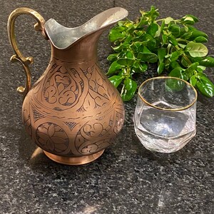 Handmade Vintage  Copper Pitcher,Patterned Pitcher, Engraved Pitcher, Traditional Turkish Jug, Copper Jug, Copper Pitcher