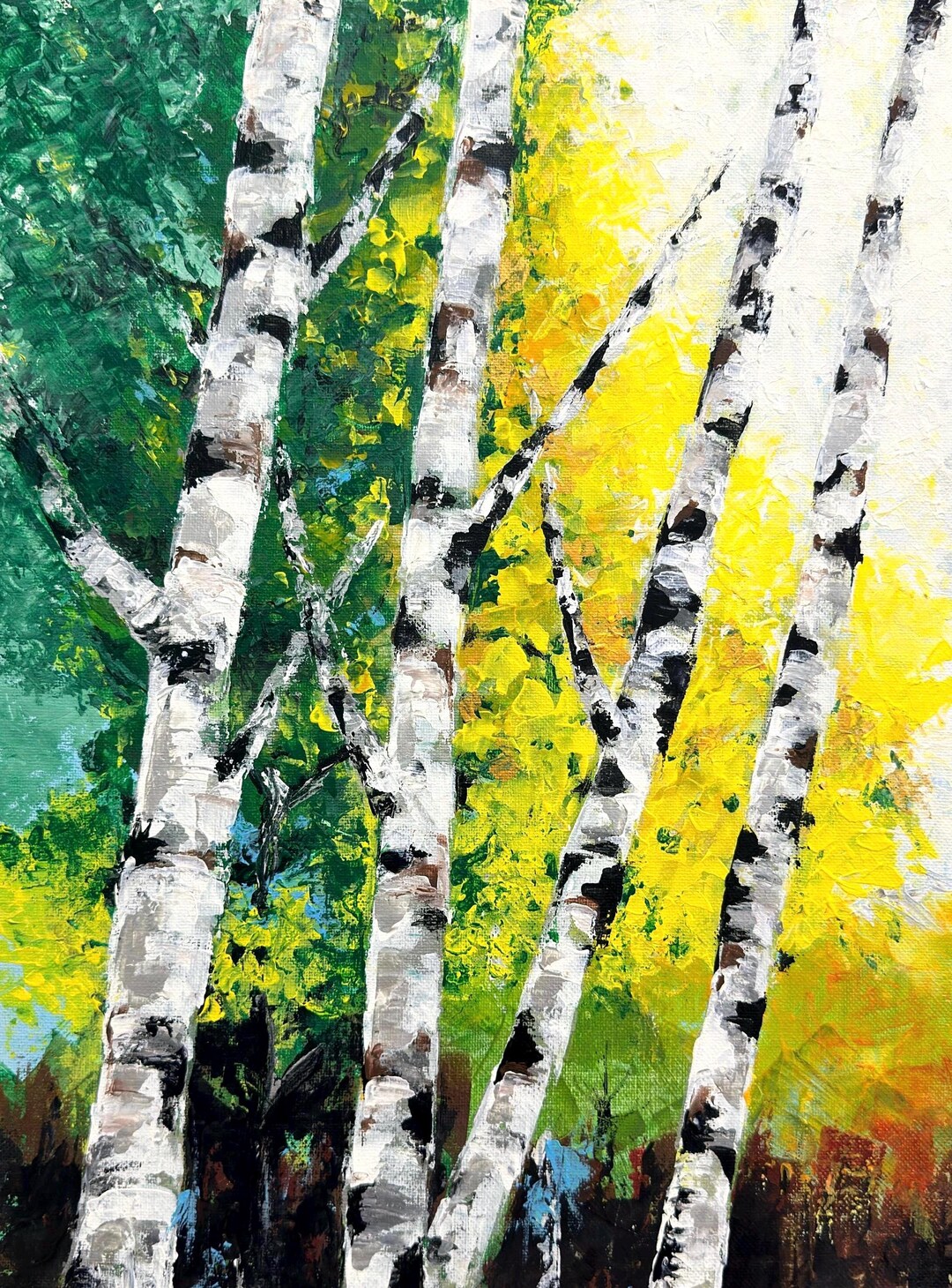 Original Birch Tree Acrylic Painting 12x16 Canvas Nature Art Etsy