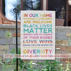 All Are Welcome Flag, Blm Ally Flag, Garden Banner, Diversity Flag, Yard Sign Decor, We Believe Yard Sign, Welcome Flag Decor, Gift For Her