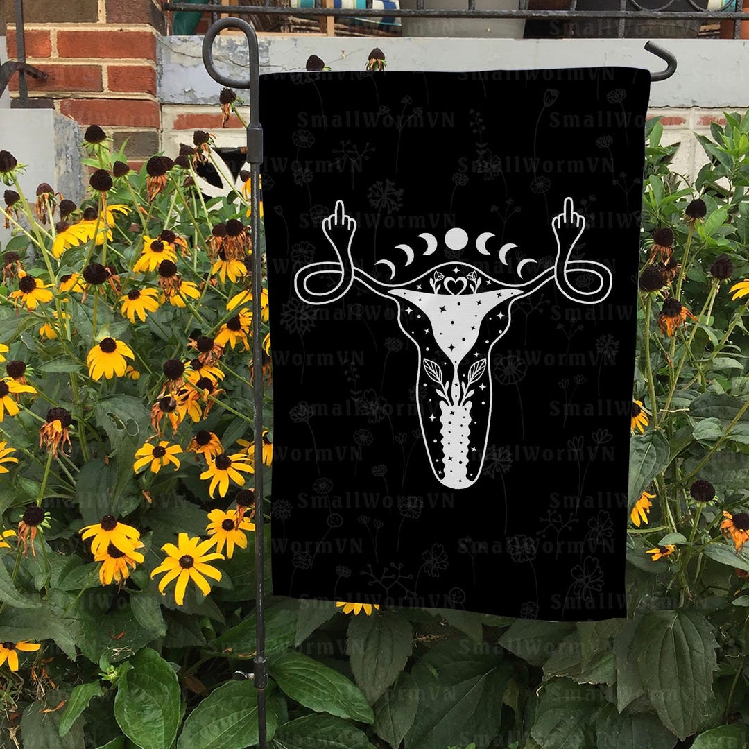 Uterus Shows Middle Finger Feminist Pro Choice Flag, Leftist Garden ...