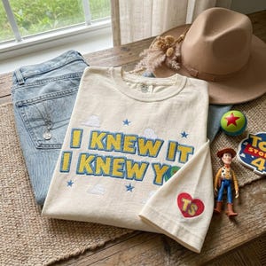 Embroidered I Knew It I Knew You Sweatshirt, Swiftie Toy Story Mashup Sweater, Woody Buzz Lightyear Shirt, Disneyland Family Trip Shirt Bild 2