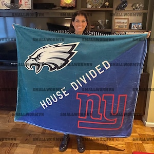 Custom House Divided Blanket, Custom College Football Blanket, Custom 1 - 2 - 3 - 4 Teams Blanket, Sport Team Logo Blanket, Sport House Deco