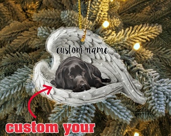 Black Labrador Retriever Sleeping Ornament, Custom Photo Gift, Personalized Dog, Dog Face Ornament, Dog Loss Gifts, Memory Dog Ornament