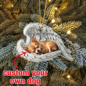 Chihuahua Sleeping Ornament, Custom Ornament, Pet Sympathy Gift, Dog Ornament Custom, Dog Mom Ornament, Memorial Ornament