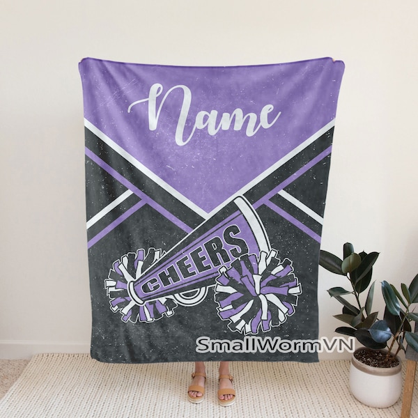 Personalized Cheerleader Blanket, Cheerleader Purple Blanket, Cheer Gift For Cheerleaders, Blanket For Cheerleader, Custom Name Blanket