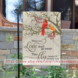 Custom Cardinal Memorial Flag, Funeral Flag, Memorial Garden Flag, Sympathy House Flag, Commentary Garden Flag, Loss Of Dad Mom Gift