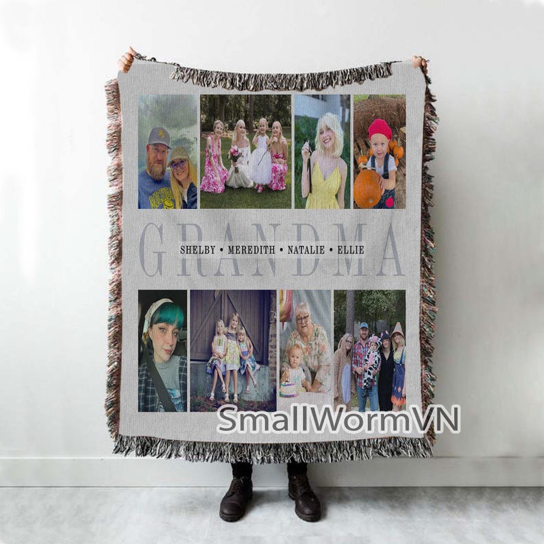 Family Photo Collage Blanket, Christmas Anniversary Wedding Gift