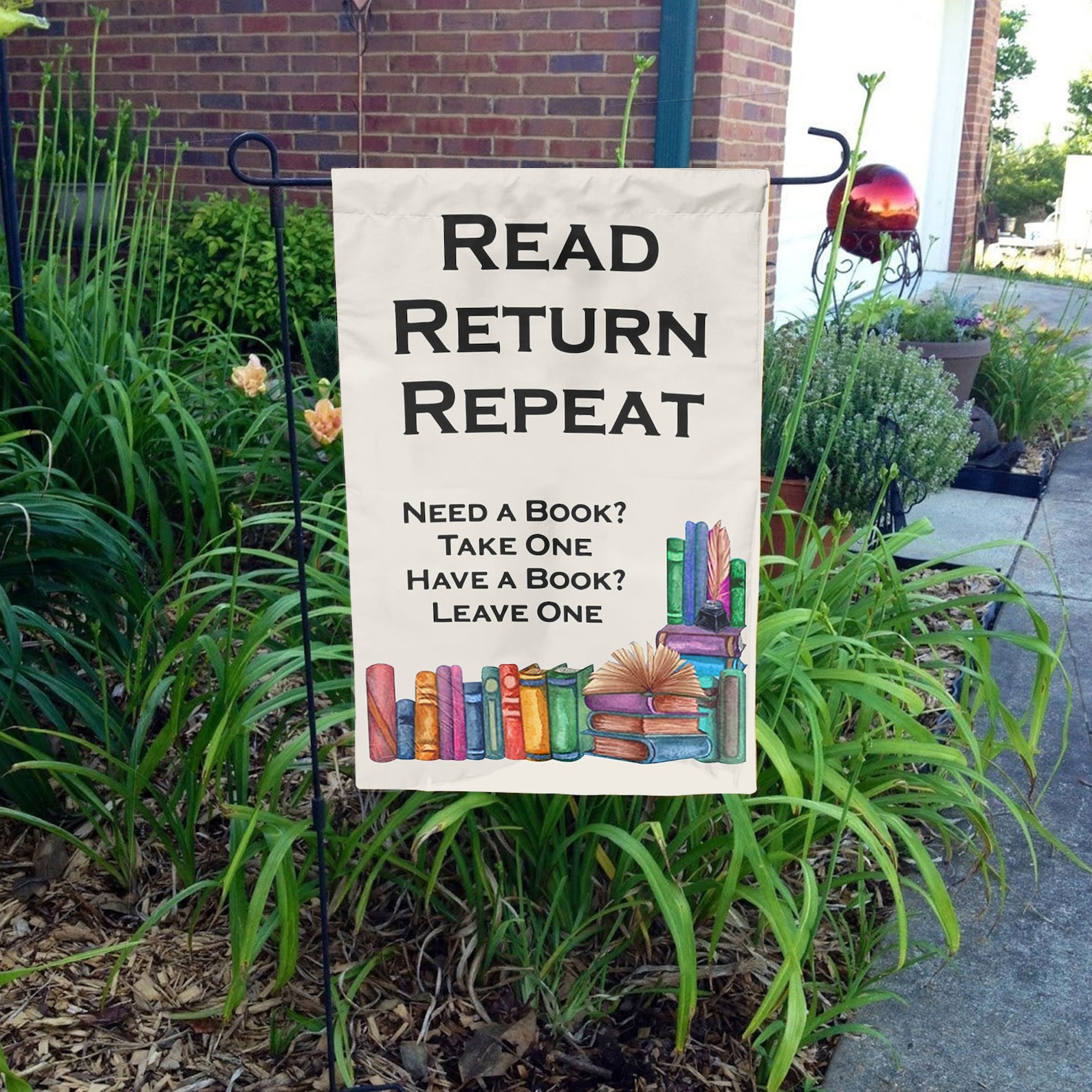 Free Little Library Flag, Read Return Repeat, Book Day Gift, Little ...