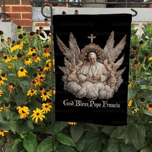 Pope Francis Angels Catholic Flag, God Bless Pope Francis Flag, Thank You Father Pope Francis Flag, Catholic Garden Banner, FGB425
