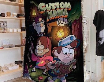 Personalized Dipper Pines Blanket, Gravity Falls Cartoon Blanket, Journal Mystery Gift Decor, Disneyland Movie Gift Blanket, TNA0015