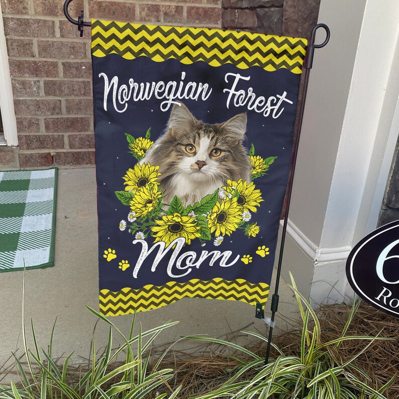 Sunflower Norwegian Forest Cat Mom Flag, Mother's Day Gifts, Motherday ...
