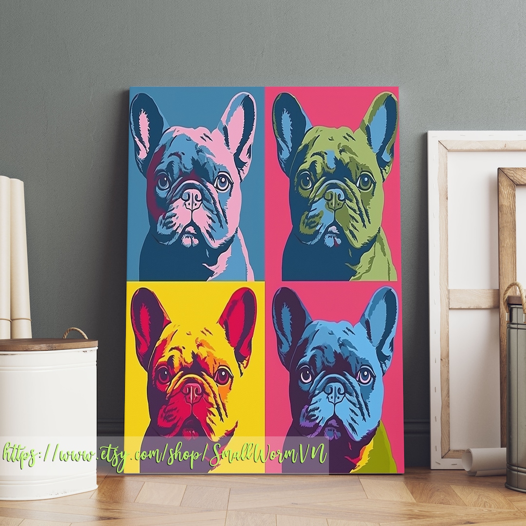 French Bulldog Canvas Art Dog Pop Art Print Andy Warhol Dog Etsy
