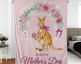 Happy Mother's Day Blanket, Mother Day Floral Throw Blanket, Colorful Garden Flower Gift Blanket, Elegant Floral Motherhood Blanket