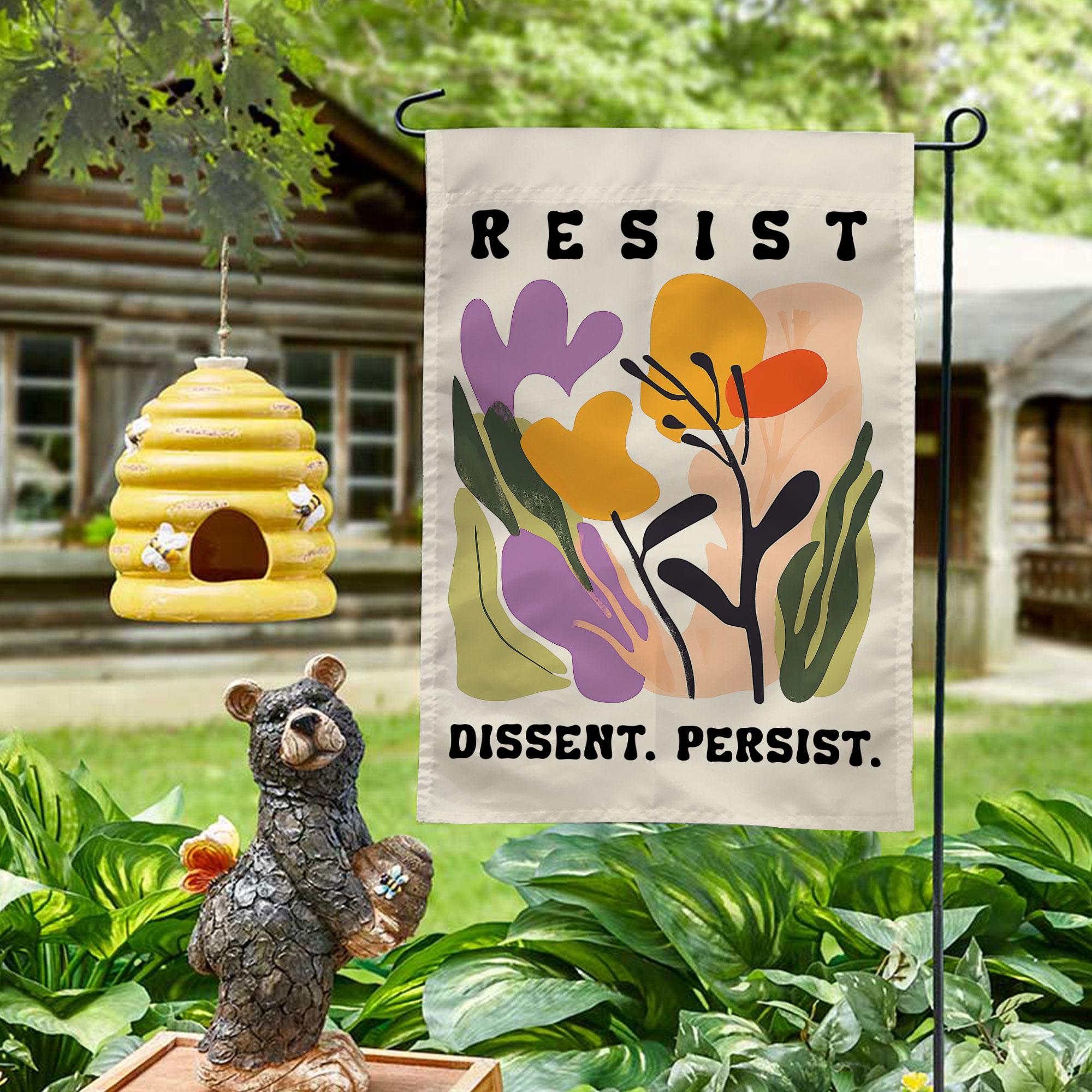 Resist Dissent Persist Garden Flag, Subtle Resist Floral Flag, Floral Protest Yard Sign, Liberal Garden Flag, Democrat Garden Sign, FGA005
