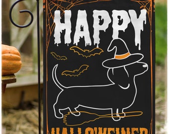 Dachshund Dog Halloween Flag, Halloween Yard Flag, Halloween Outdoor, Yard Family Sign, Dog Lover Gift, Spooky Garden Decor, Spooky Season