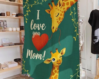 I Love You Mom Blanket, Mother's Day Flower Throw Blanket, Beautiful Pink Rose Mom Gift Blanket, Spring Floral Motherhood Blanket