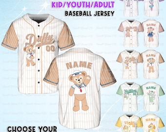 Disney Duffy And Friends Baseball Jersey, Disney Duffy Bear Jersey Shirt, Disney Olu Me Baseball Shirt, Disney Gelatoni Linabell Shirt
