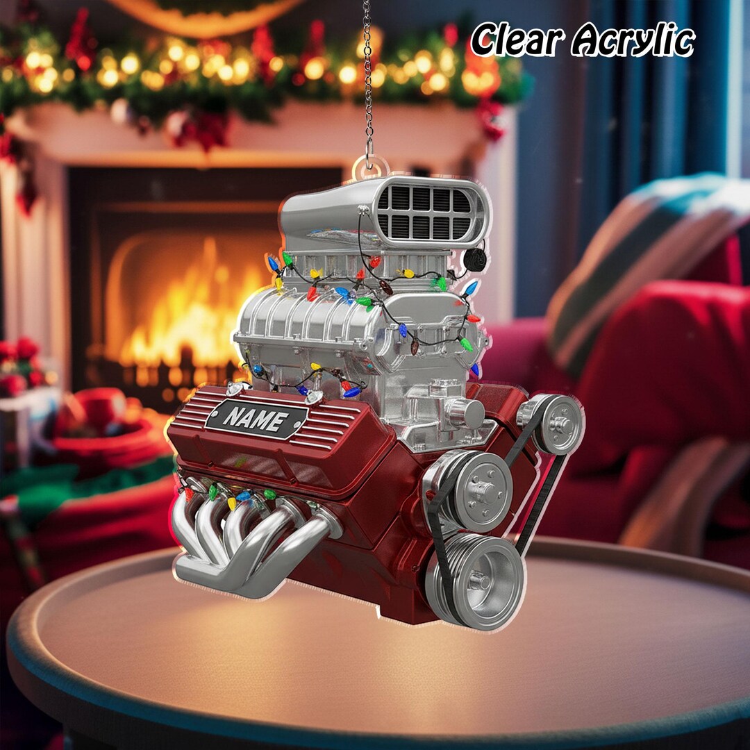 Custom Name Big Block Engine Ornament, Mechanic Car Guy Decor, Car Guy ...