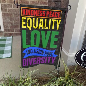 Kindness Peace Flag, Equality Love Inclusion Hope Diversity Garden Flag, Progress Pride Flag, LGBT Lesbian Transgender Bisexual Pride Gifts