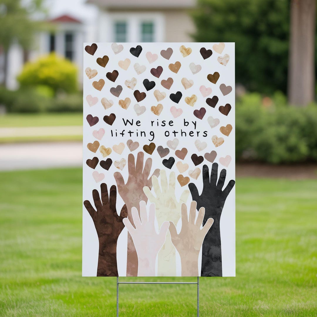Handmade Inclusive Signs Unity Diversity Many Hands Yard Sign, Inclusive Community Banner ...