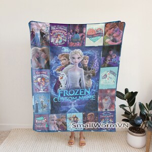 Custom Name Frozen Blanket, Personalized Disney Frozen Throw Blanket, Elsa Frozen Birthday Blanket, Elsa And Anna Blanket For Girls